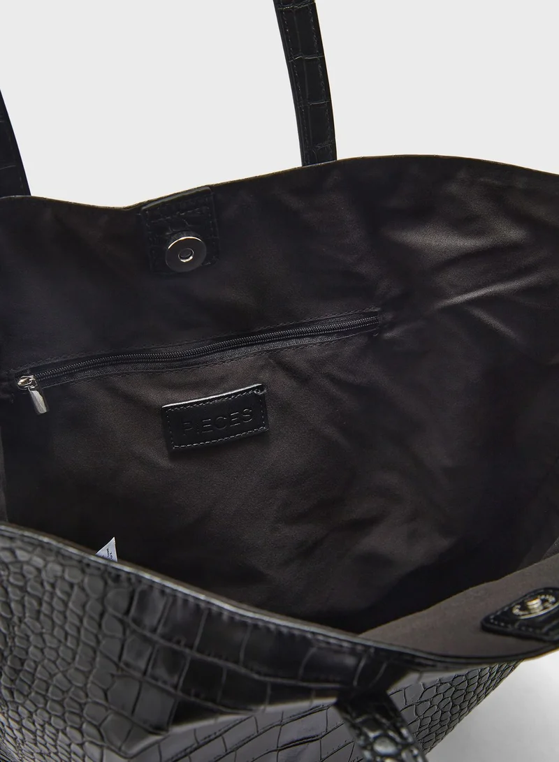 PIECES Pcjasmin Croco Shopper