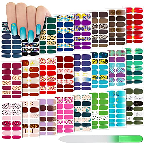 Maitys 336 Pieces 24 Sheets Full Wrap Nail Polish Strips Stickers Self Adhesive Gel Nail Strips Art Decals with File for Women DIY DecorationsGradient Style - Image 1