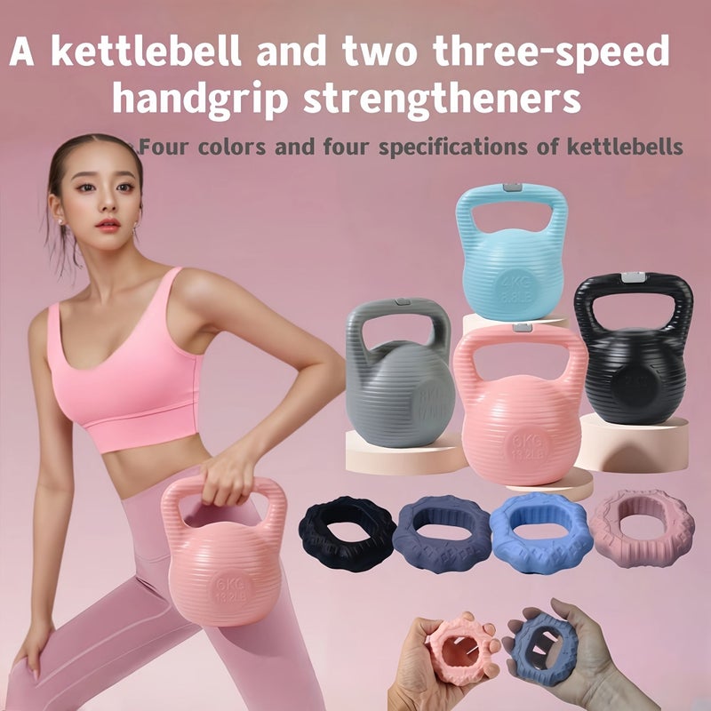 Blue 17.64LB Water Filled Kettlebell With 2 Adjustable Resistance Bands For Home Gym - Image 1
