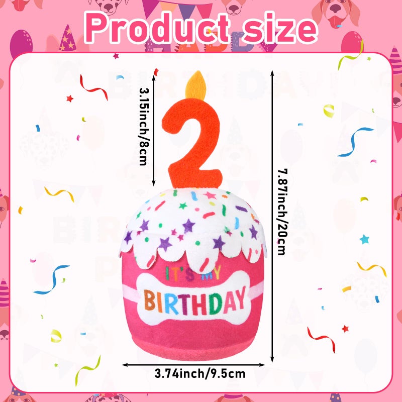 Dansydaisy Dog Birthday Cake Toy Accessories for Girl Boy Gifts, Squeaky Plush Toy for Dog Birthday Party Decor Favor for Large, Medium and Small Dogs(2nd,Pink) - Image 3