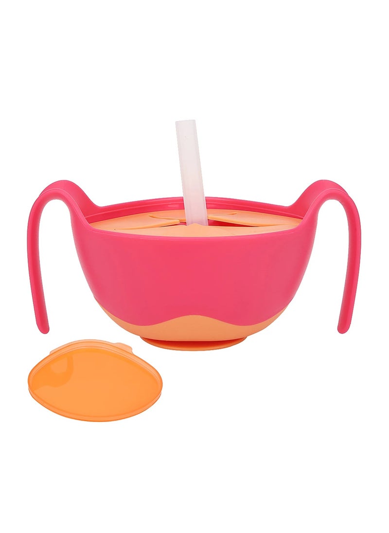 Generic Baby Feeding Dish Spill Proof with Flexible Silicone Straw, 240ml Baby Feeding Dish with Suction Cup and Lid Set, BPA Free and Safe for Infants and Toddlers  - Image 1