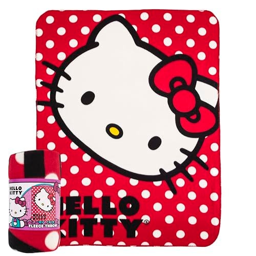 Northwest SANRIO Hello Kitty, "Polka Dot Kitty" Fleece Throw Blanket, 45" x 60", Multi Color - Image 1