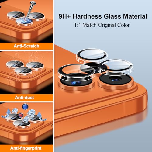 QHOHQ 3 Set Camera Lens Protector for iPhone 17 Pro Max/17 Pro/16 Pro Max/16 Pro/15 Pro Max/15 Pro, Individual Anti Shatter Lens Protector,[15FT Military Grade Protection],1-Second Auto-Install- Clear - Image 5