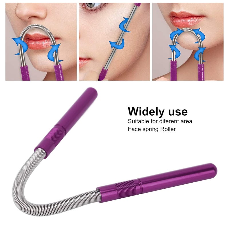 كلاراكو أداة إزالة شعر الوجه من الفولاذ المقاوم للصدأ، 3 ألوان، أداة تجميل شعر الوجه بالخيط الزنبركي للوجه والشفة العليا والذقن والخدين (بنفسجي) - Image 2