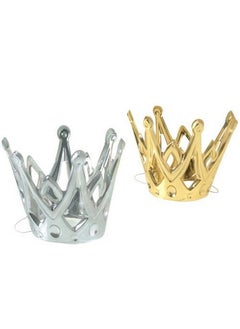 U.S. Toy Dozen Miniature Gold And Silver Party Crowns With Elastic Chin Strap Multicolor One Size Fits Most  - Image 2