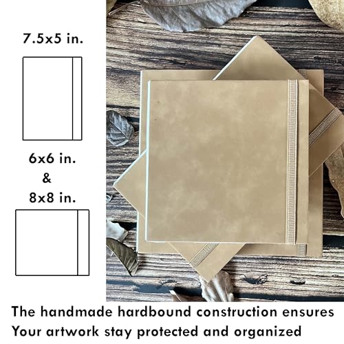 tumuarta Deckle Edge Paper Sketchbook, 92 LB, 150 GSM, 80 Sheets Mixed Media Paper, Acid Free, Handmade Journal Hardbound Sketch Book for Pencil, Ink, Markers, Acrylic and More (6" X 6") - Image 5