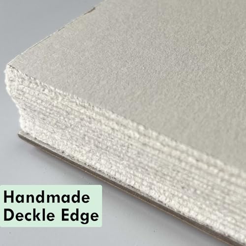 tumuarta Deckle Edge Paper Sketchbook, 92 LB, 150 GSM, 80 Sheets Mixed Media Paper, Acid Free, Handmade Journal Hardbound Sketch Book for Pencil, Ink, Markers, Acrylic and More (6" X 6") - Image 4