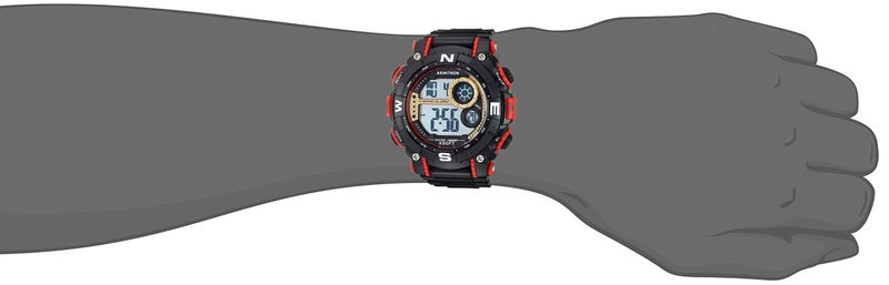 Armitron Sport Men's Dark Red Accented Digital Chronograph Black Resin Strap Watch, 40/8284GBR - Image 2