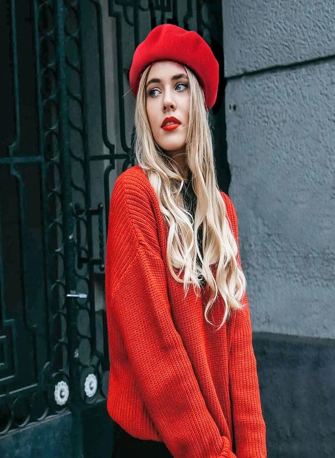 DOCILA Red Berets for Women Ladies Silk Bandana Scarf Retro French Themed Party Painter Cap 50s Cosplay Outfits Accessories Halloween Christmas Costume Gift - Image 2