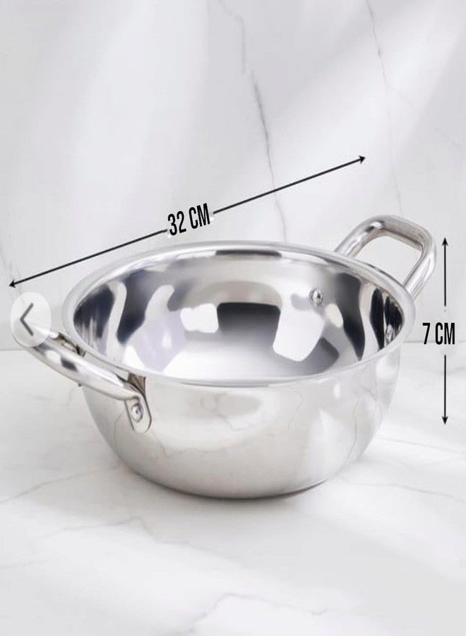 WEKTU Non-Stick Stainless Steel Induction Bottom Kadhai, 8 Inch,Without Lid, for Cooking and Baking - Image 2