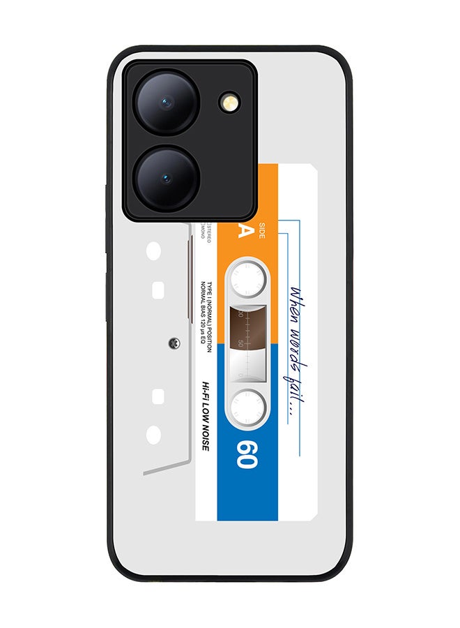 Stylizedd Rugged Black Edge case for Vivo Y27s/ Vivo Y27 5G, Slim fit Soft Flexible Rubber Edges Anti Drop Cover - When Words Fail (White Tape) - Image 1