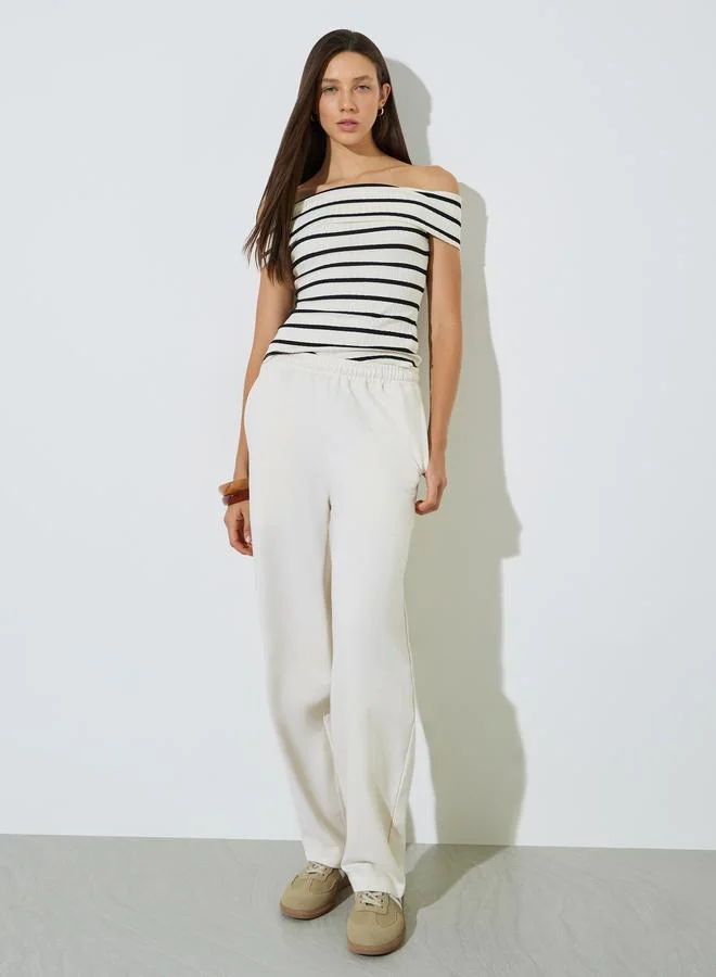 ستايلي Cream Barrel Fit Cotton Blend Joggers