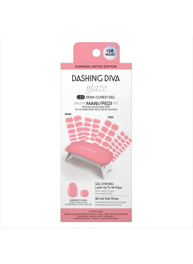 DASHING DIVA Glaze Mani Pedi Kit - The Lolli Lolli - Comes With Led Nail Lamp - Long Lasting, Semicured Gel Nail Strips For Toes & Hands  - Image 1
