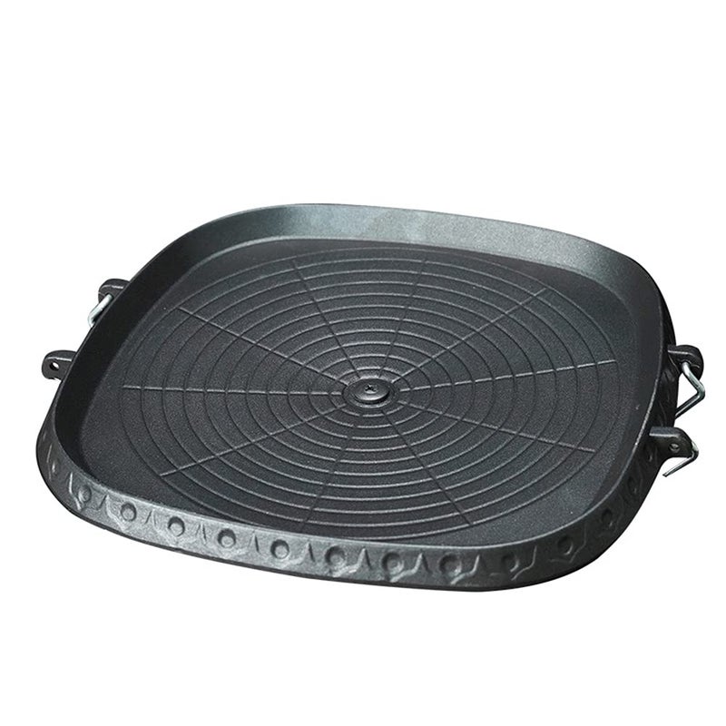 AIROKA Korean BBQ NonStick Square Grill Pan with Natural Material 6 Layer Coating Easy Grease Draining 118 Inch Gas Range Grilling Pan for Both Home  Outdoor
