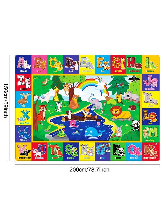 LTKOUGFAM Kids Play Rug - Animals Print Baby Floor Mat, ABC Educational Area Rug for Nursery & Playroom, Soft Non-Toxic Crawling Tummy Time Mat (Green, 78.7X59 INCH) - Image 2