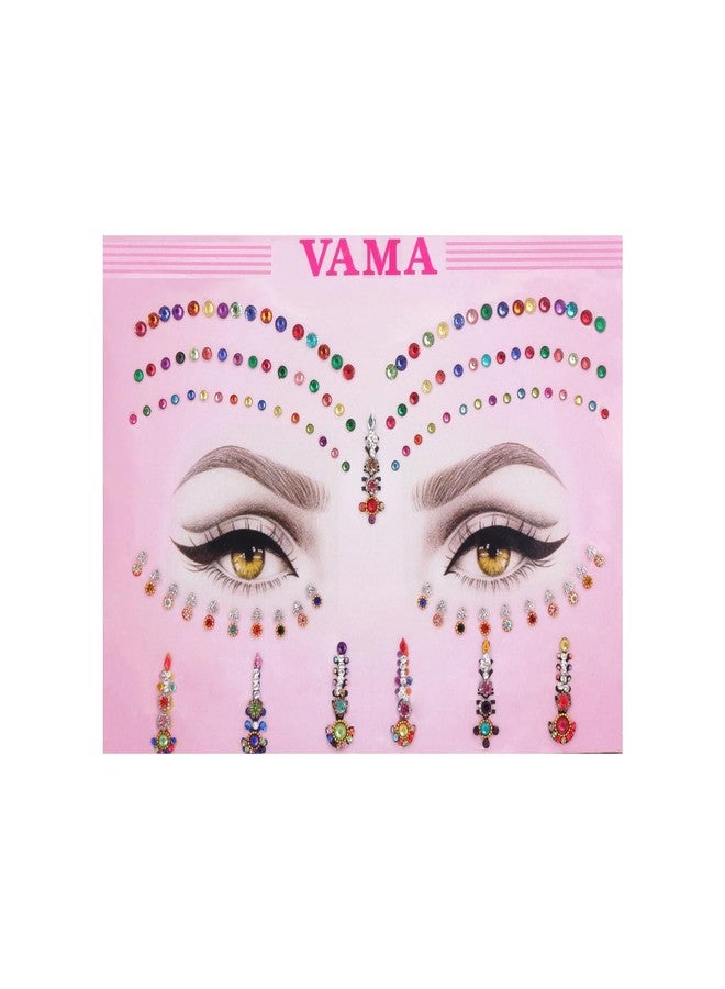 VAMA Fashions Multi Bindi Sticker Long Crystal Multi Bindis Bridal Forehead Tika Wedding Face Jewels Eye Decoration Makeup For Women, 50 Grams - Image 5