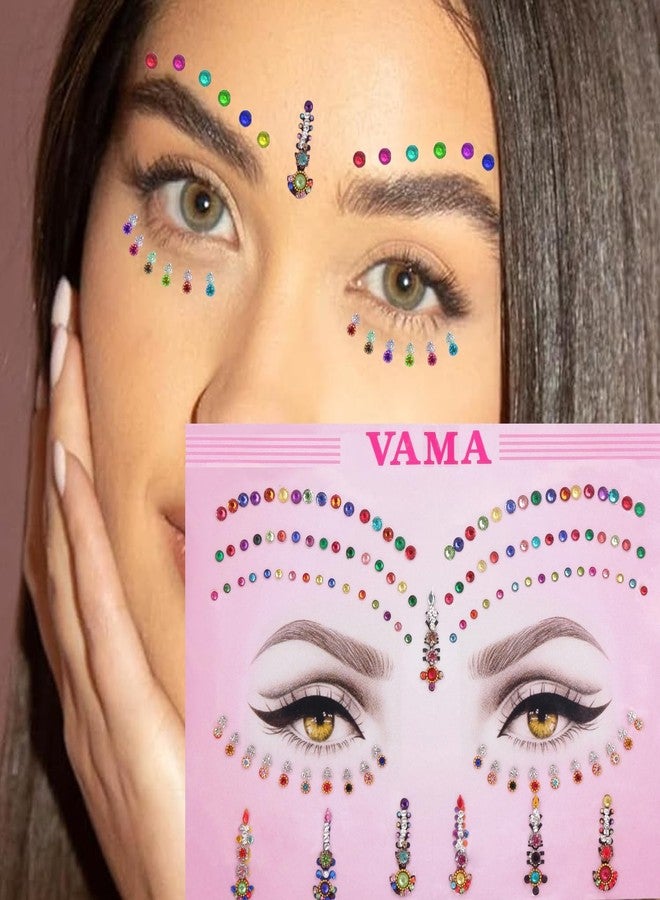 VAMA Fashions Multi Bindi Sticker Long Crystal Multi Bindis Bridal Forehead Tika Wedding Face Jewels Eye Decoration Makeup For Women, 50 Grams - Image 2
