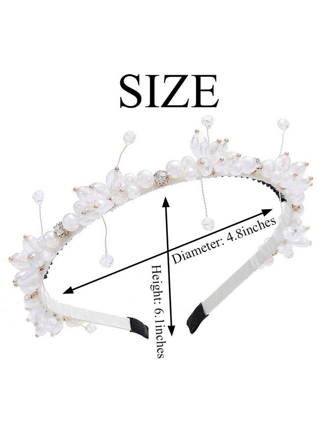 Urieo - Pearl Head Band Crystal White Hair Bands Thin Headband Party Hairhoops Hair Accessories For Women - Image 1