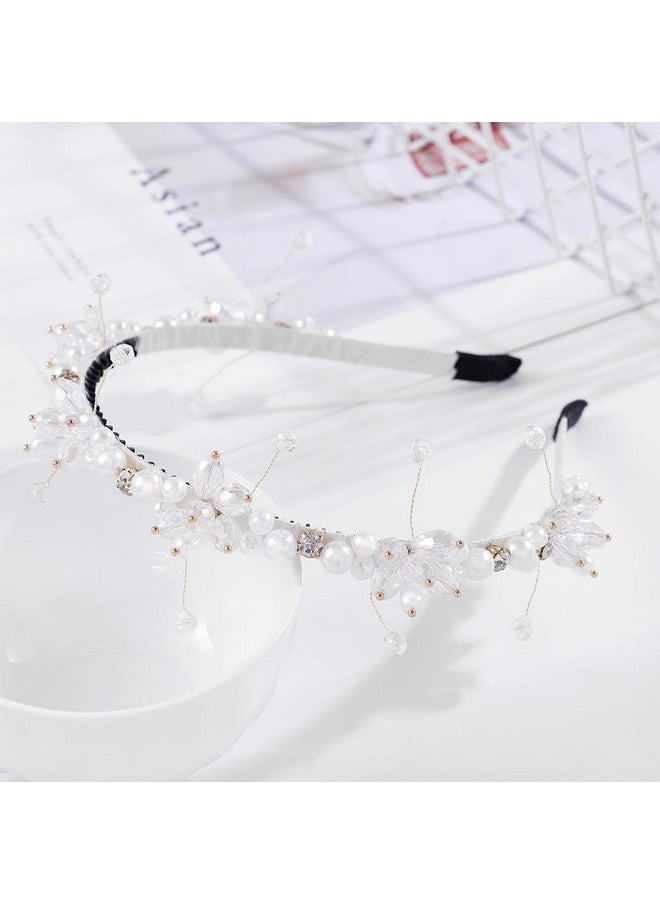 Urieo - Pearl Head Band Crystal White Hair Bands Thin Headband Party Hairhoops Hair Accessories For Women - Image 1