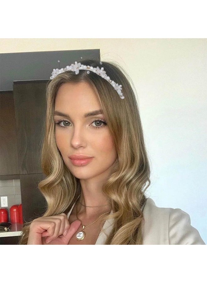 Urieo - Pearl Head Band Crystal White Hair Bands Thin Headband Party Hairhoops Hair Accessories For Women - Image 1