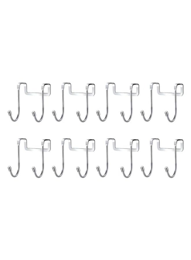 JZS Over Cabinet Drawer Double Hooks 304 Stainless Steel Narrow Door Hook for Kitchen, Bathroom, Drawer, Wardrobe Door, Cabinet Door Pack of 8 - Image 1