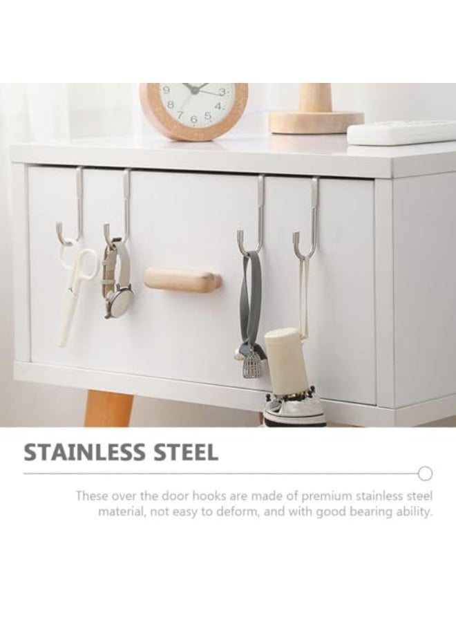 JZS Over Cabinet Drawer Double Hooks 304 Stainless Steel Narrow Door Hook for Kitchen, Bathroom, Drawer, Wardrobe Door, Cabinet Door Pack of 8 - Image 3