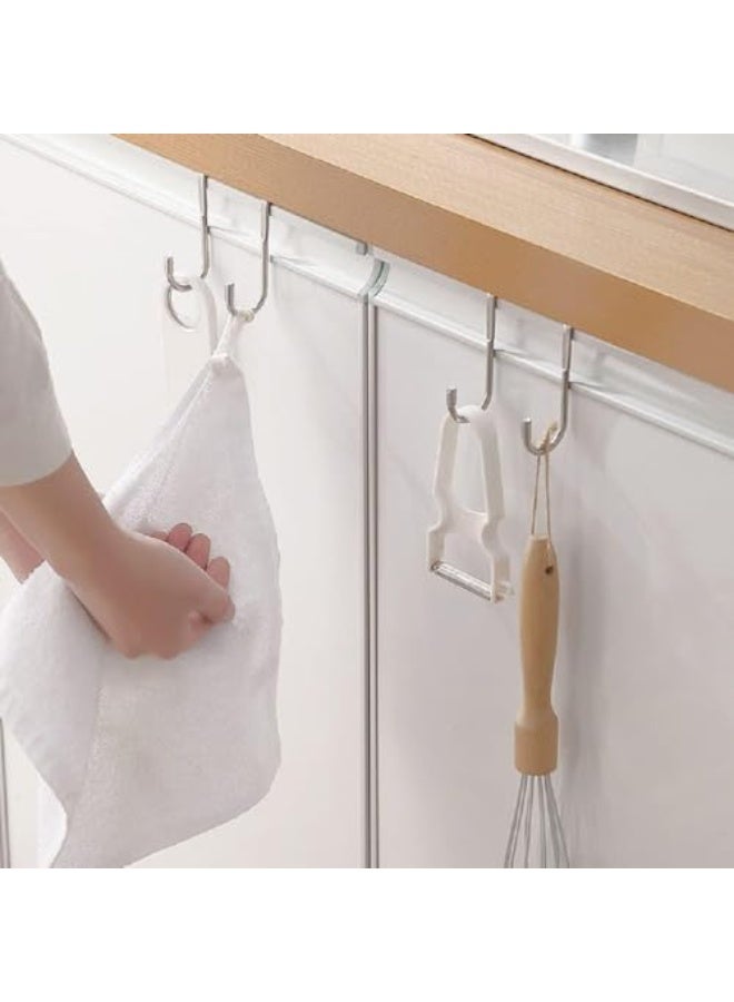 JZS Over Cabinet Drawer Double Hooks 304 Stainless Steel Narrow Door Hook for Kitchen, Bathroom, Drawer, Wardrobe Door, Cabinet Door Pack of 8 - Image 5