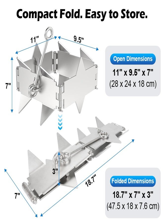FUCNEN Stainless Steel Boat Box Anchor 8lb, 12-Prong Folding Boat Slide Cube Box Anchors for 25' Boats No-Welds Electro-Polished, Compact&Safe for Small Boats, PVC, Skiffs, Fishing in Fresh&Saltwater - Image 4