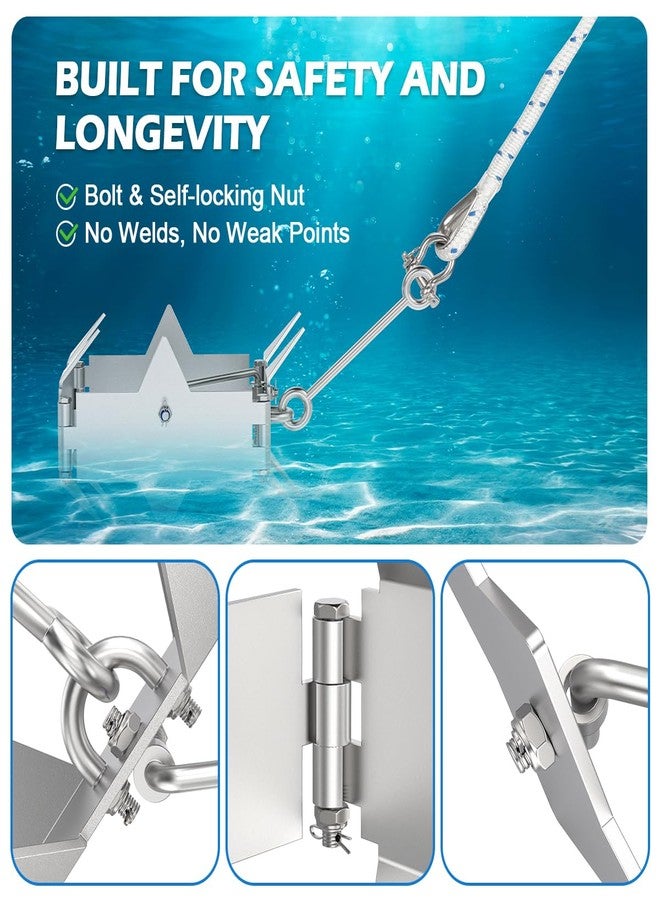 FUCNEN Stainless Steel Boat Box Anchor 8lb, 12-Prong Folding Boat Slide Cube Box Anchors for 25' Boats No-Welds Electro-Polished, Compact&Safe for Small Boats, PVC, Skiffs, Fishing in Fresh&Saltwater - Image 2
