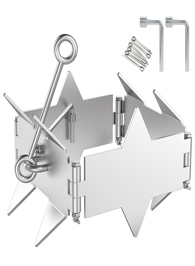 FUCNEN Stainless Steel Boat Box Anchor 8lb, 12-Prong Folding Boat Slide Cube Box Anchors for 25' Boats No-Welds Electro-Polished, Compact&Safe for Small Boats, PVC, Skiffs, Fishing in Fresh&Saltwater - Image 1