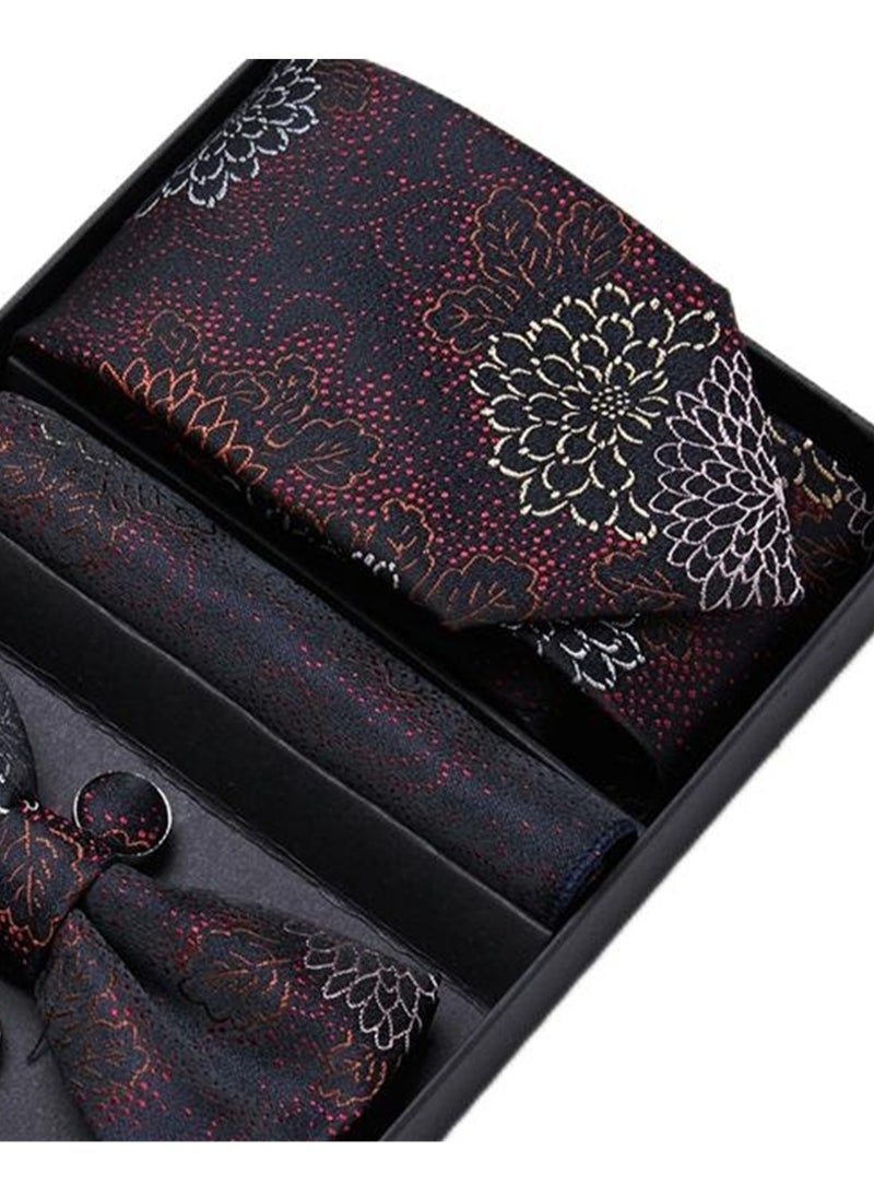 Generic - 5 pcs high-end tie for men business professional formal tie bow tie cufflinks square scarf fashion accessories gift box - Image 1