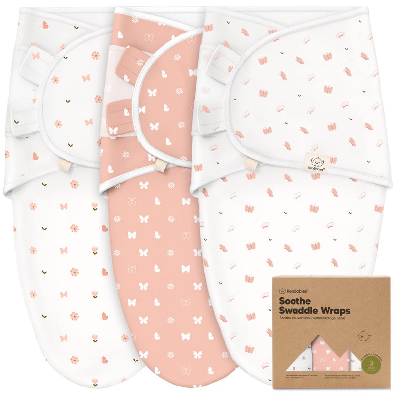 KeaBabies 3-Pack Organic Baby Swaddle Sleep Sacks - Swaddles for Newborns, Infant 0-3 Months, Baby Girls, Boys, Soft & Snug Newborn Sleep Sack, Nursery Swaddling Blankets (Butterflies) - Image 1