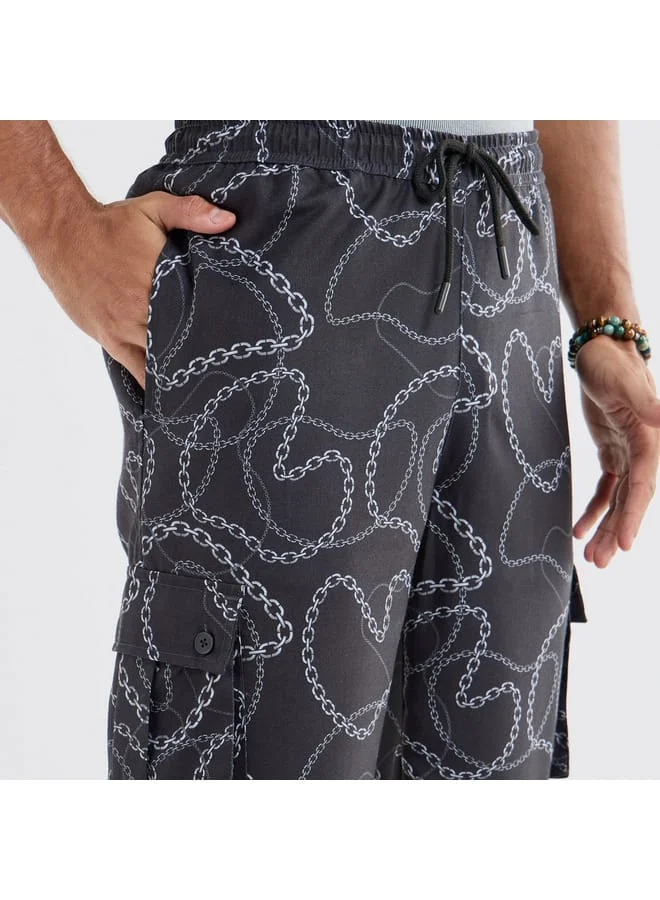 Splash FAV Printed Regular Fit Cargo Pants with Drawstring Closure and Pockets