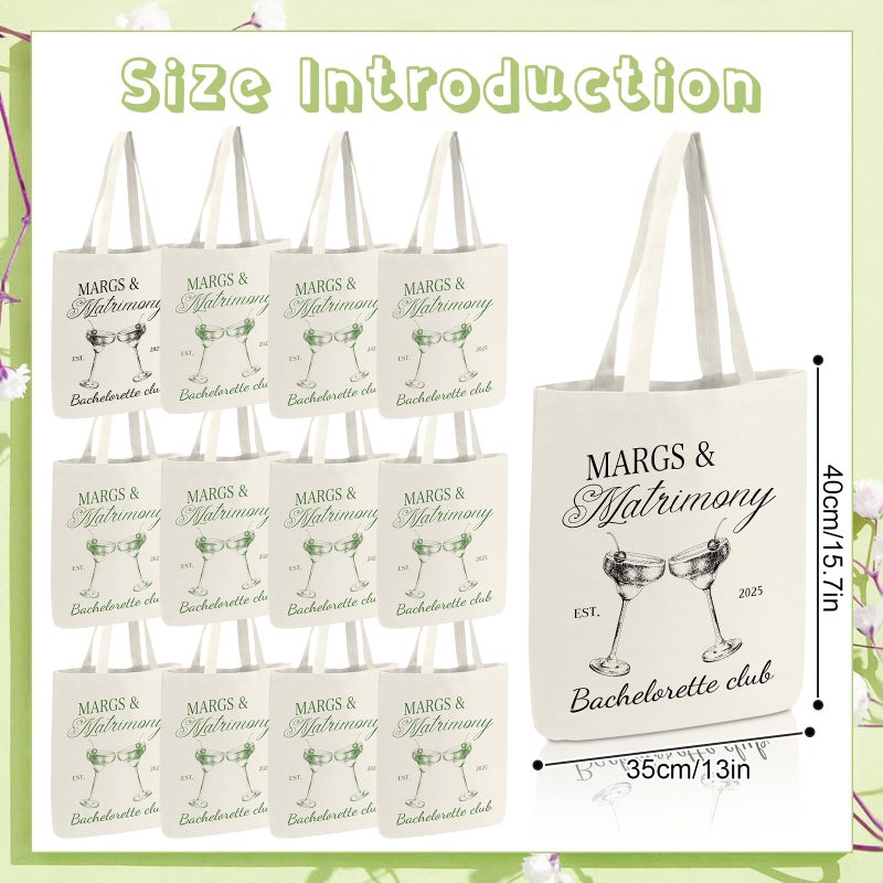 Jiytivity 12 Pcs Margs and Matrimony Bachelorette Bags Beach Bachelorette Tote Bag Bridesmaid Tote Bag for Bridesmaid Bridal Shower Wedding Birthday Tote Bride Beach Canvas Bag Coastal Favor Supplies - Image 4