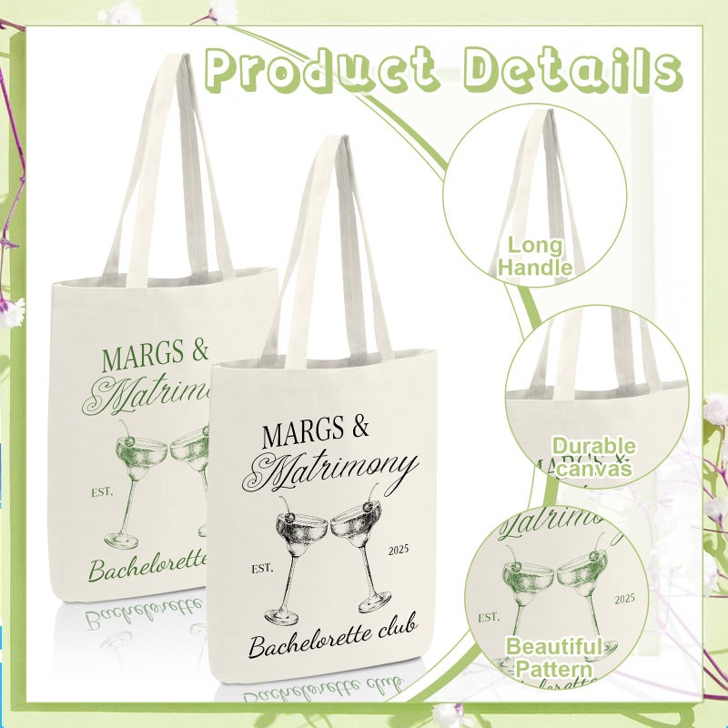Jiytivity 12 Pcs Margs and Matrimony Bachelorette Bags Beach Bachelorette Tote Bag Bridesmaid Tote Bag for Bridesmaid Bridal Shower Wedding Birthday Tote Bride Beach Canvas Bag Coastal Favor Supplies - Image 5