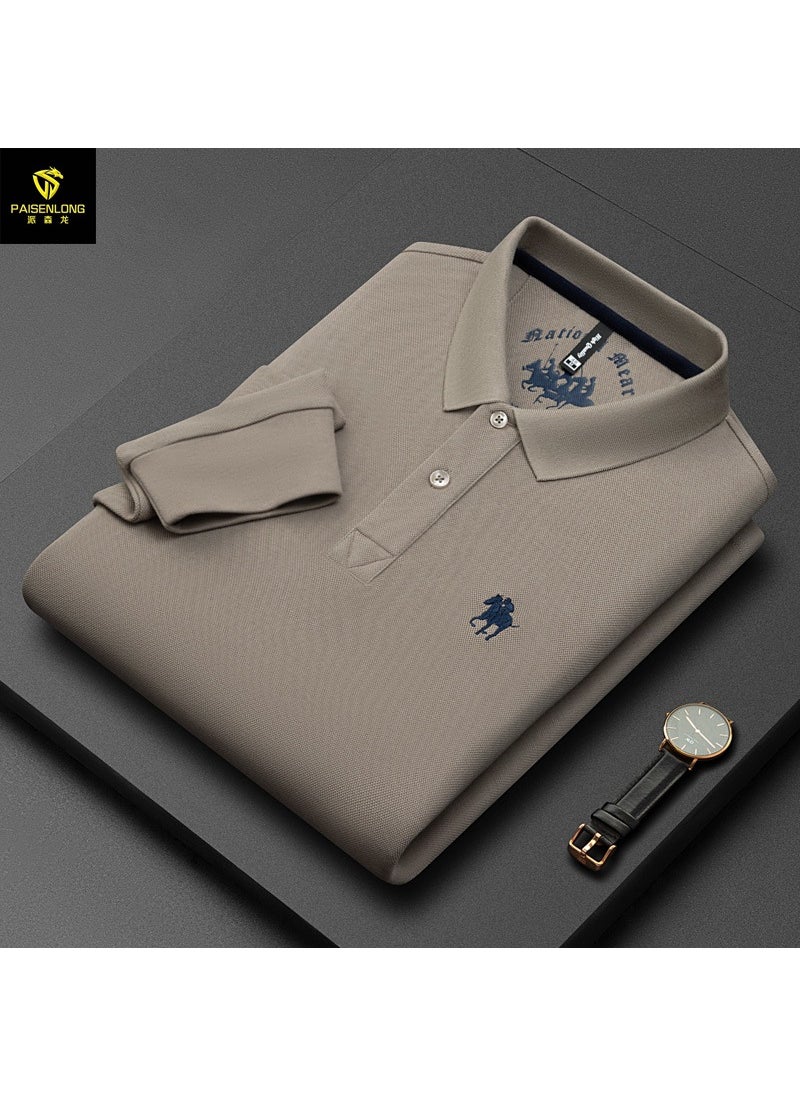 Generic - Paisley Dragon Embroidered Cotton Mens Polo Shirt 8686-fog Blue - Image 1