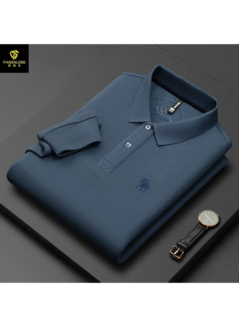 Generic - Paisley Dragon Embroidered Cotton Mens Polo Shirt 8686-fog Blue - Image 1