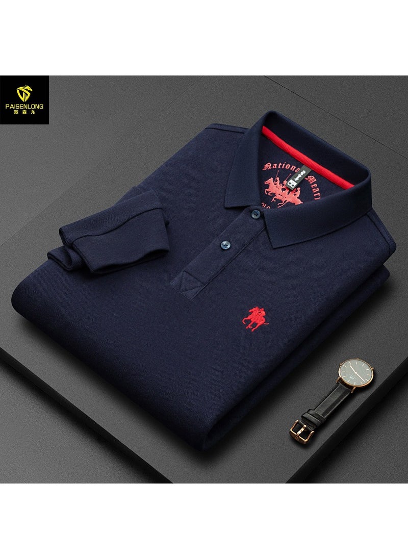 Generic - Paisley Dragon Embroidered Cotton Mens Polo Shirt 8686-fog Blue - Image 1