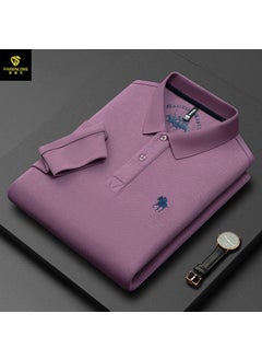Generic Paisley Dragon Embroidered Cotton Mens Polo Shirt 8686-fog Blue  - Image 3
