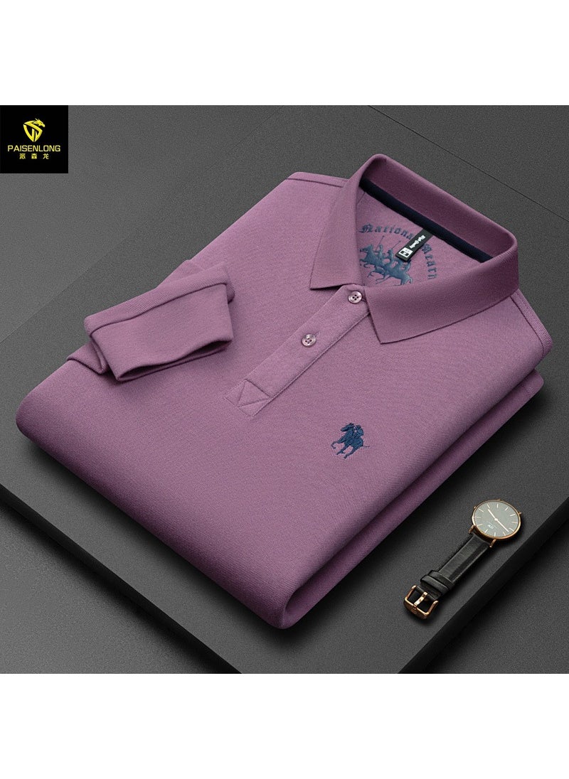 Generic - Paisley Dragon Embroidered Cotton Mens Polo Shirt 8686-fog Blue - Image 1