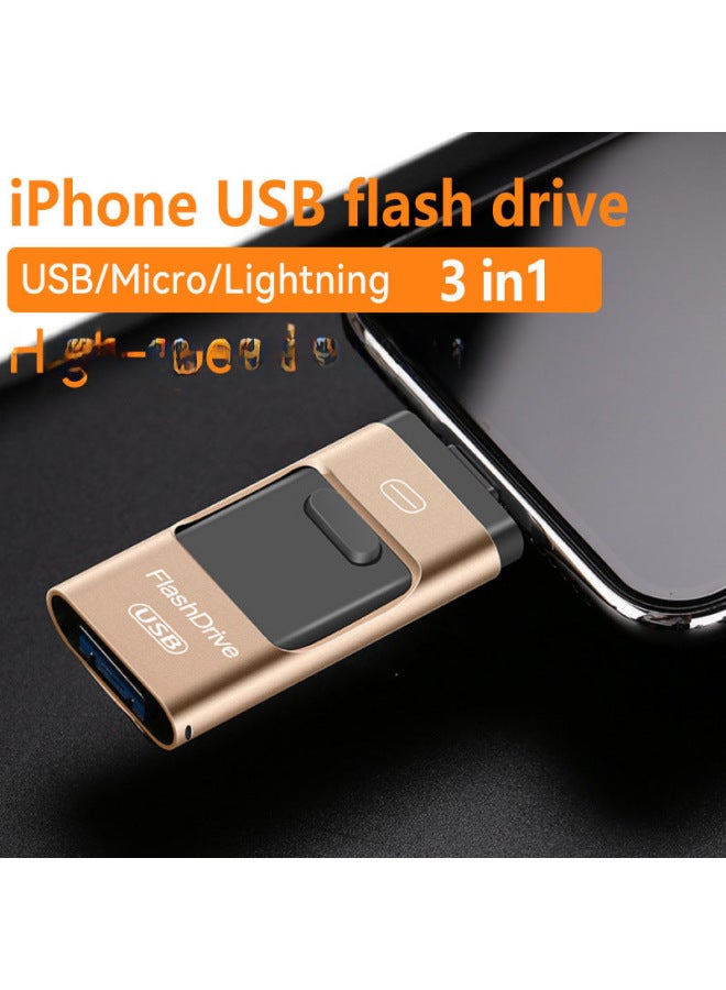 Three-in-one Otg USB Flash Drive Type-c Mobile Phone USB Flash Drive For Android Apple Computer Large Capacity USB Flash Drive-Color:Black-Capacity:128g Expansion 256g - Image 2