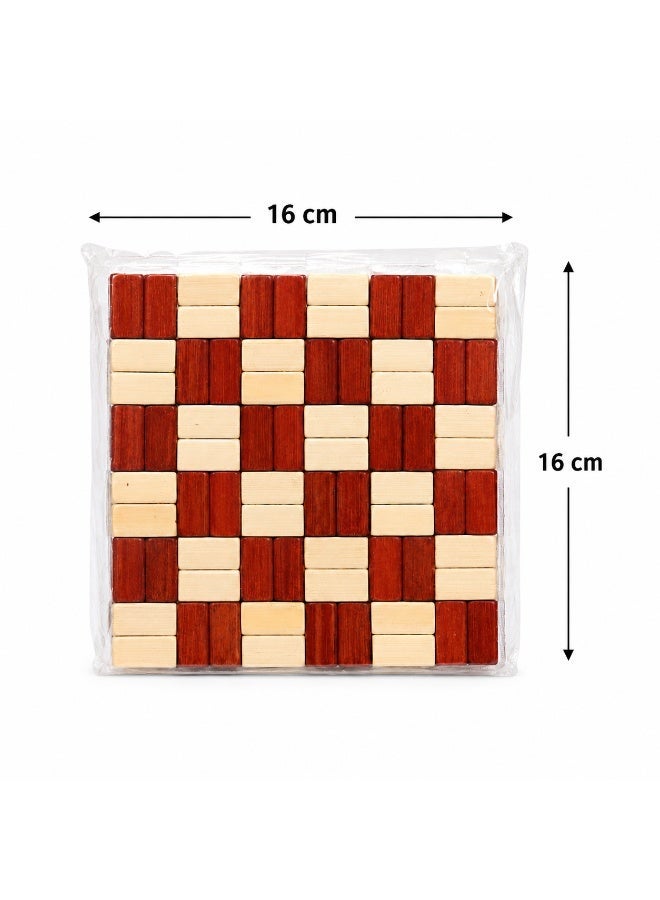 3 Piece Wooden Coaster Mat Set, Handcrafted Natural Wood Drink Coasters, Heat Resistant Table Protector for Coffee Mugs, Tea Cups, Kitchen, Office & Home Decor, 16x16cm - Image 1