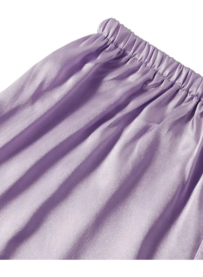 Caprisious Luxurious Women’s Satin Pajama Set – Short Sleeve Top & Shorts Sleepwear