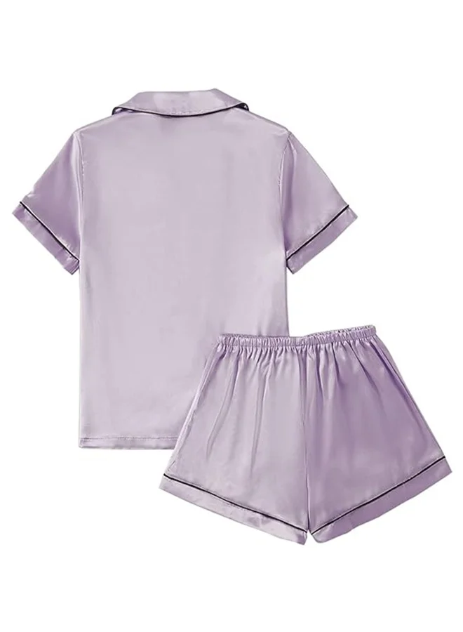 Caprisious Luxurious Women’s Satin Pajama Set – Short Sleeve Top & Shorts Sleepwear
