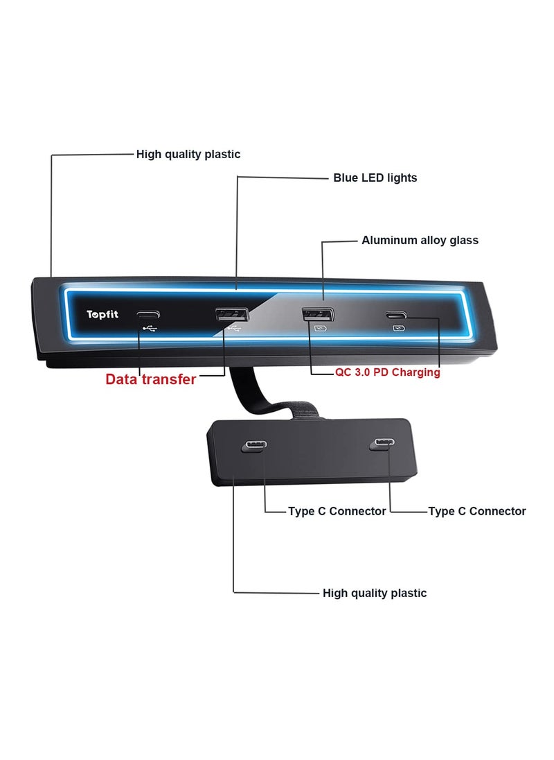Topfit Topfit for Tesla 2021 2022 2023 2024 USB LED Hub Compatible Docking Station of Center Console Smart Sensor(Model 3 /Y)  - Image 4