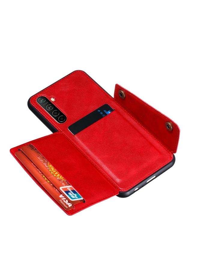 S-TOP Case For OPPO Realme XT Shockproof Magnetic PU + TPU Protective Case with Card Slots - Image 5