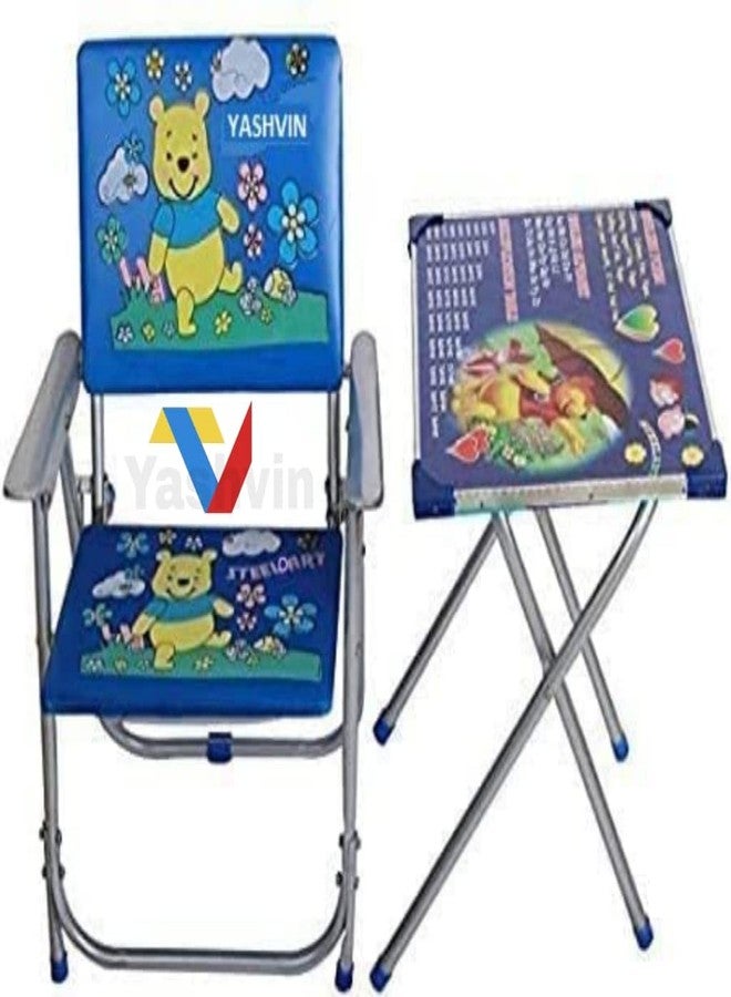 PS SHEVIN Trusted Study Desk Kids Table and Chair Set क ख ग,ABCD,1234 Cartoon Printed Rounded Edges Foldable Study Table and Chair Set for Kids Boy and Girl (Age 2 to 7 Year Old) (Design Vary)_ZA24 - Image 2