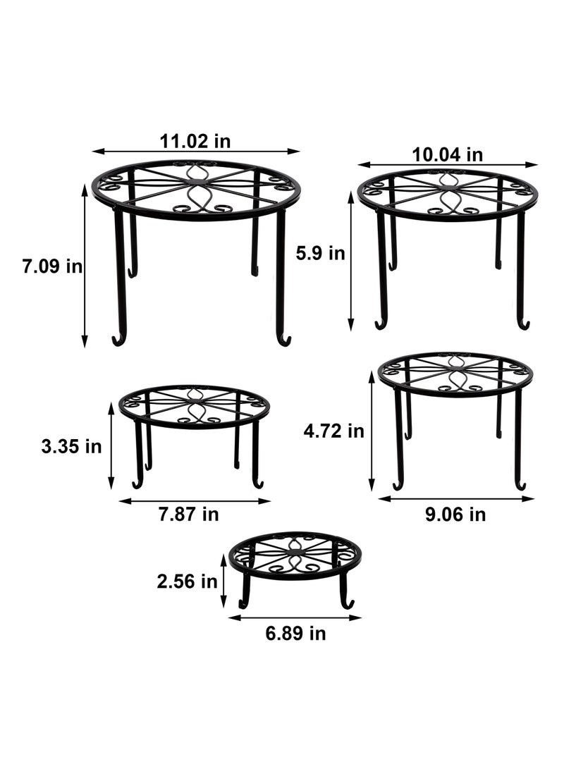 Generic 5 Pack Metal Plant Stands – Heavy Duty Rustproof Flower Pot Holders for Indoor & Outdoor Use, Round Garden Planter Racks  - Image 2