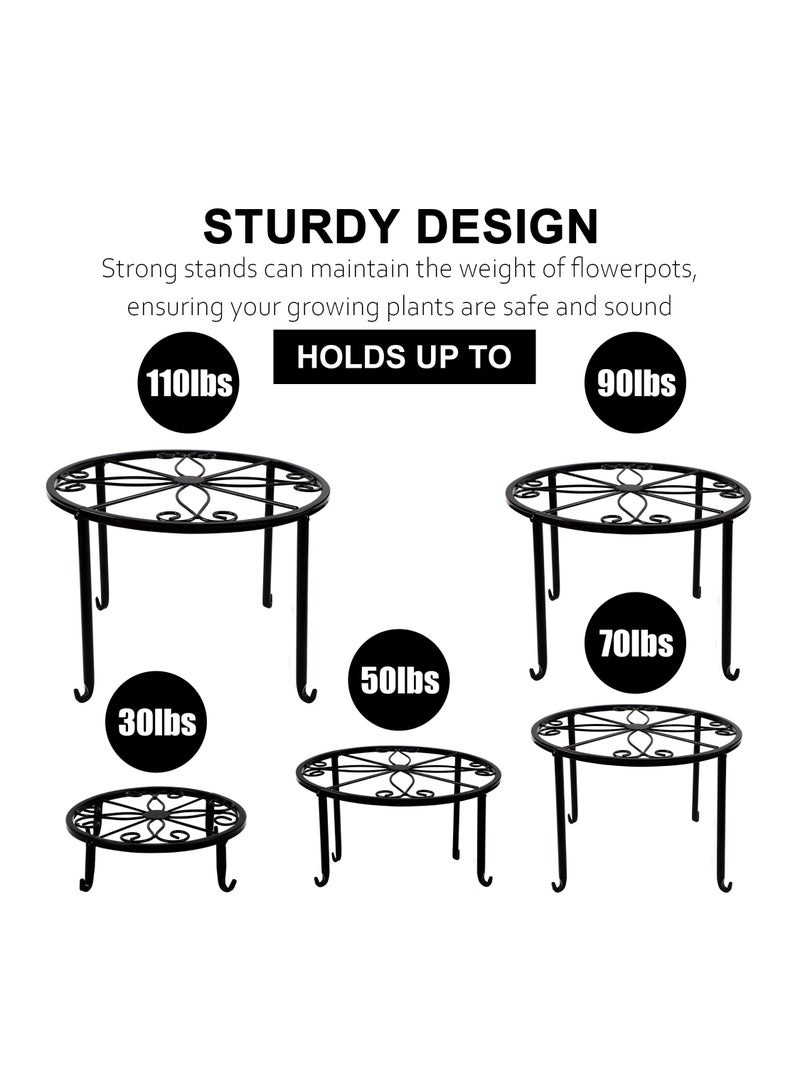 Generic 5 Pack Metal Plant Stands – Heavy Duty Rustproof Flower Pot Holders for Indoor & Outdoor Use, Round Garden Planter Racks  - Image 4