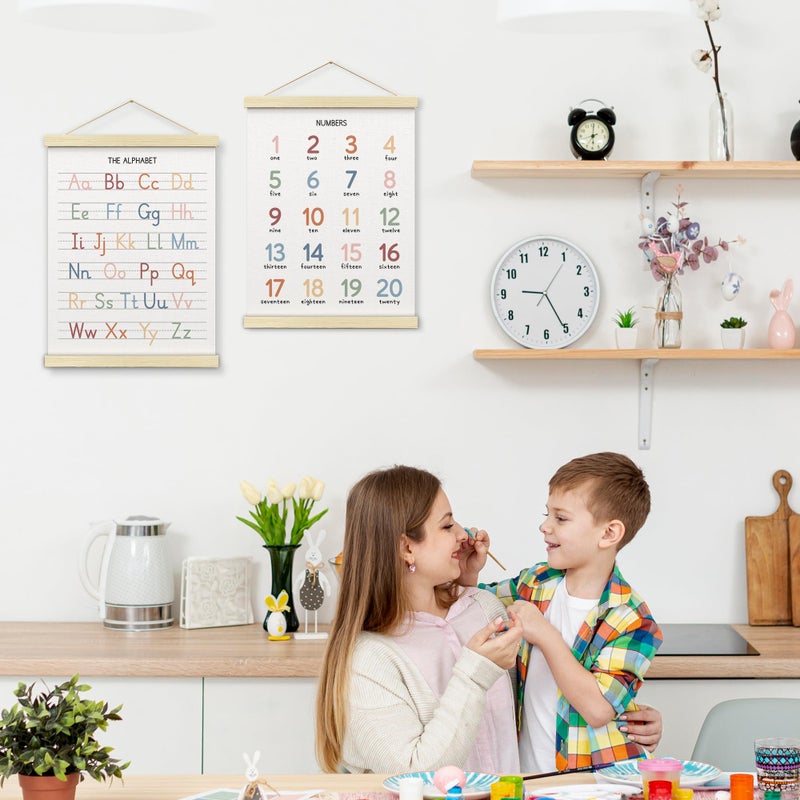 BONETAT Numbers alphabet poster for Nursery Toddlers, Play Room Wall Decor, ABC Wall Chart, Wall Hanging Decor for Toddler Playroom Decor Kids Wall Decor, Wooden Alphabet Banner-A02 - Image 5